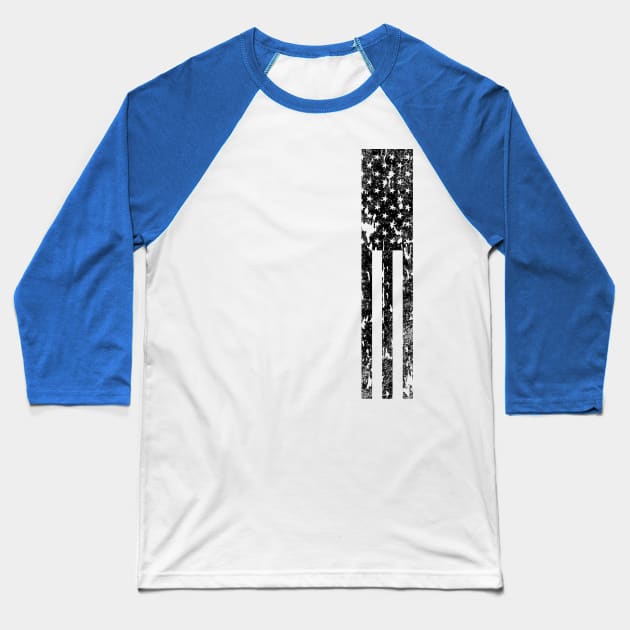 Distressed American Flag - Side Baseball T-Shirt by BlackGrain